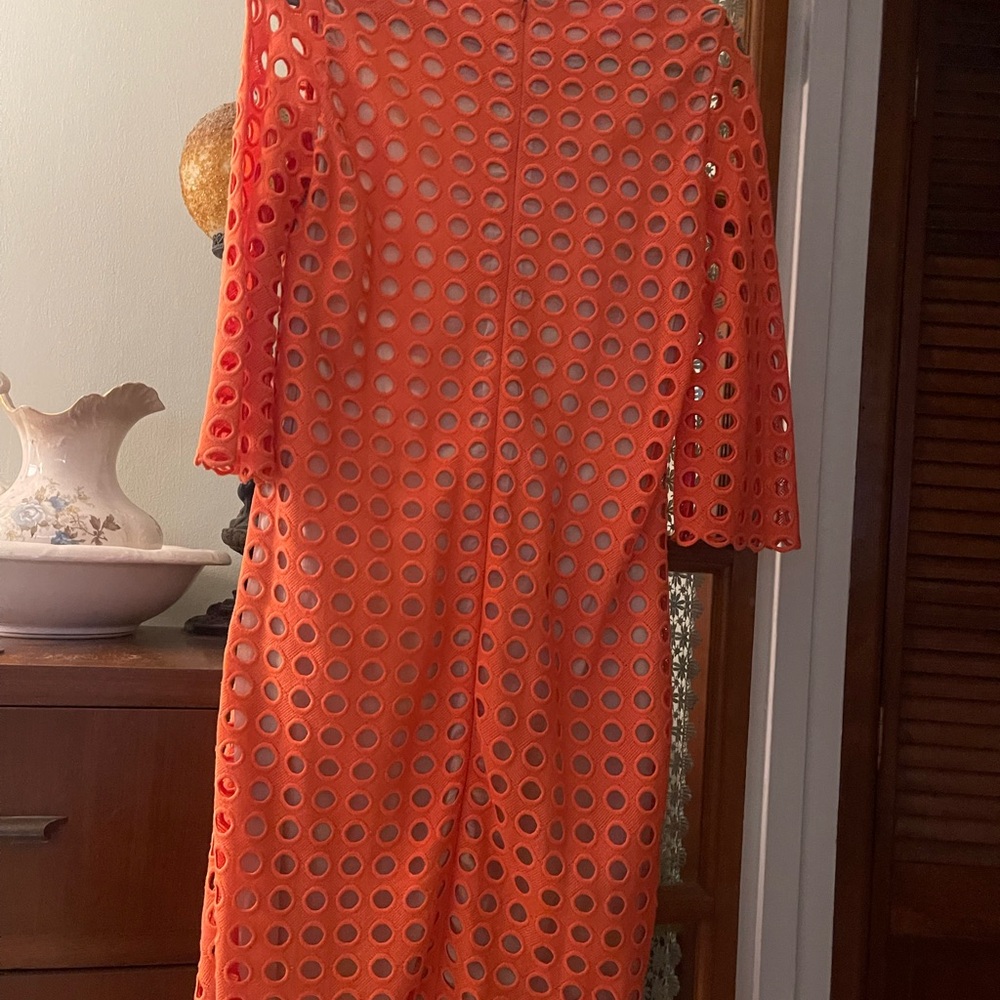 Natan Collection Orange Tiered Cut Out Sheath Dress